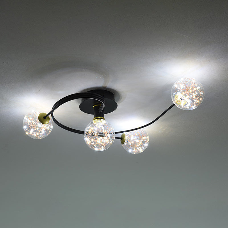 Forma de bola de vidrio al ras del techo de techo moderna luces múltiples iluminación de montaje al ras de color