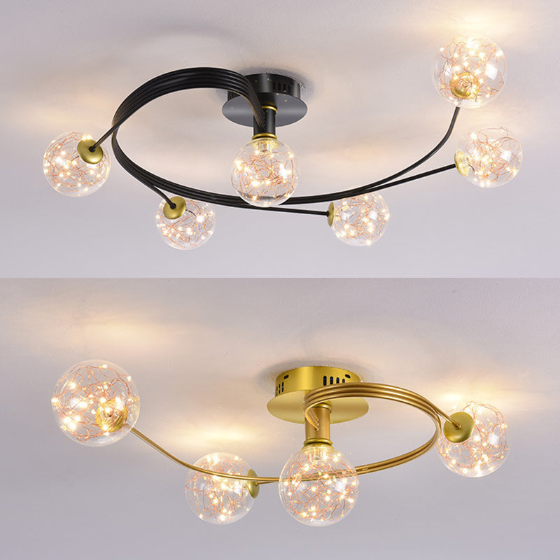 Forma de bola de vidrio al ras del techo de techo moderna luces múltiples iluminación de montaje al ras de color