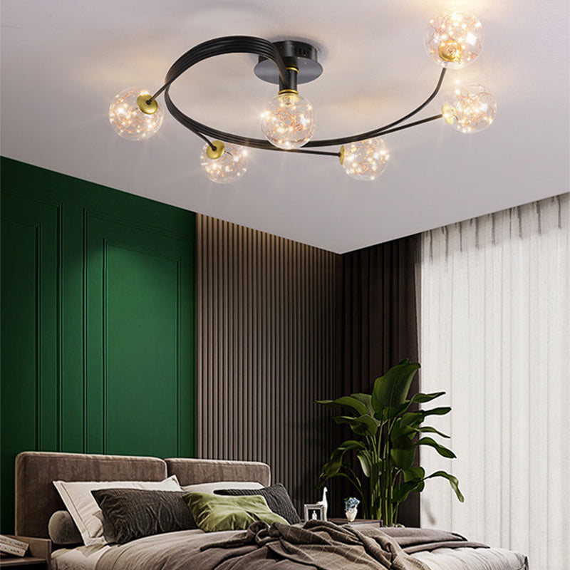 Forma de bola de vidrio al ras del techo de techo moderna luces múltiples iluminación de montaje al ras de color