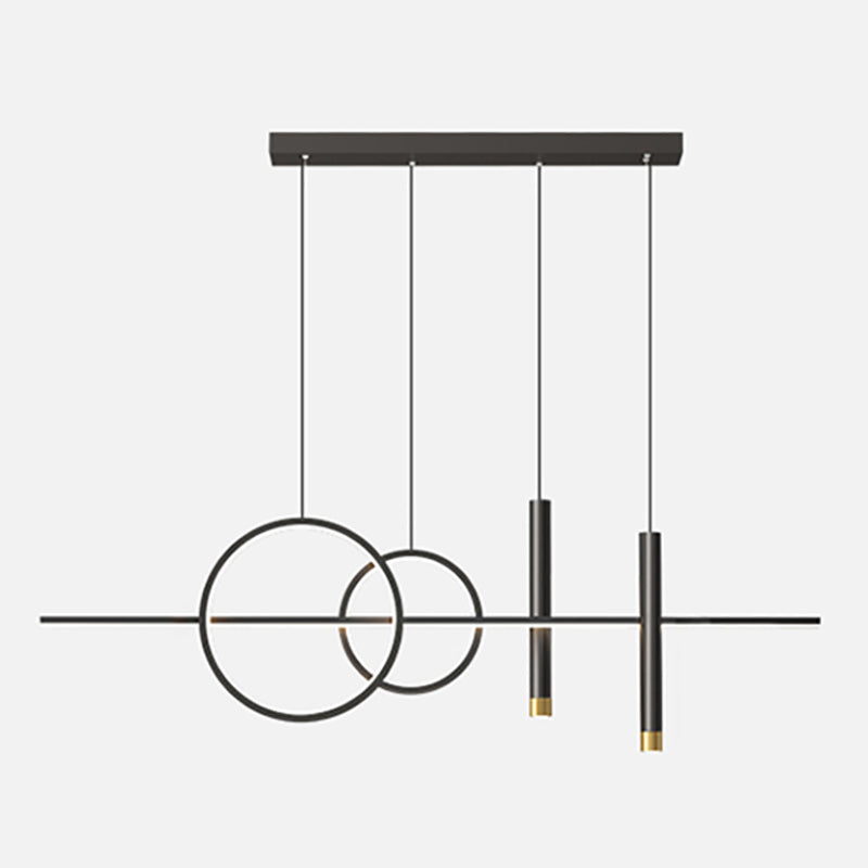 Modern Metal Track Light Multi-Head Restaurant Island Lighting Fixtures with Acrylic Shade