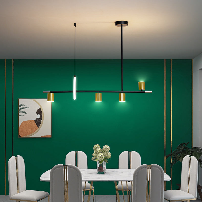 Modern Metal Track Lamp Multi-Head Restaurant Island Lighting Fixtures with Acrylic Shade