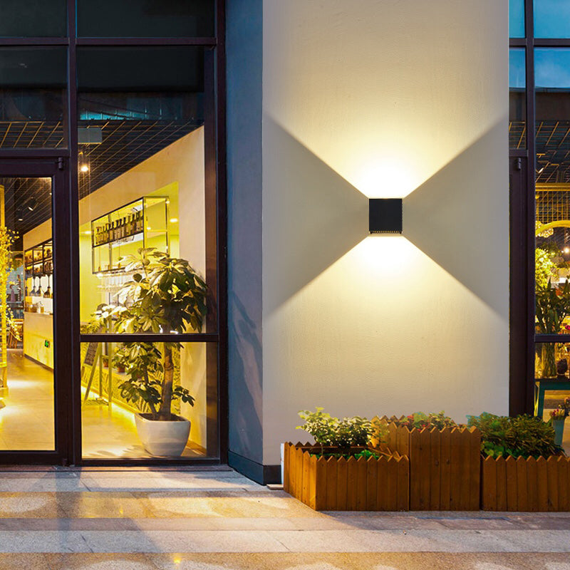 Square Shade Metal Wall Sconce Modern Style 2 Lights Wall Lighting Fixtures