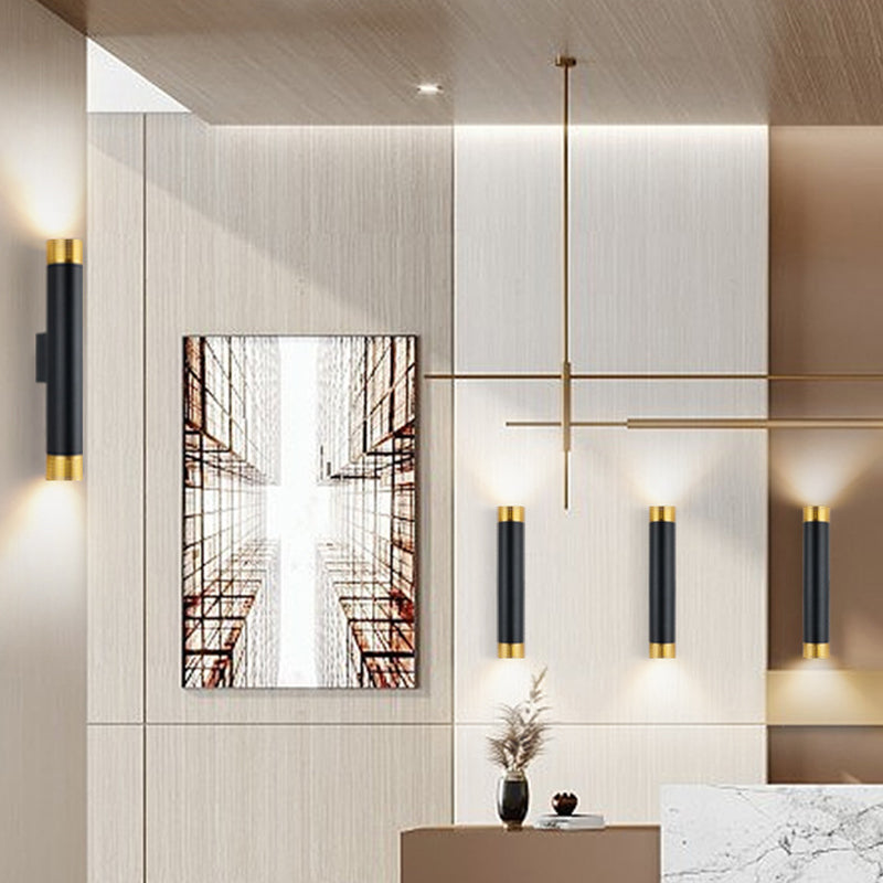 2 Lights Cylinder Wall Lights Modern Style Metal Wall Mounted Lamps