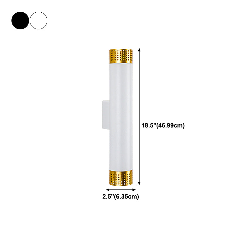 2 Lights Cylinder Wall Lights Modern Style Metal Wall Mounted Lamps
