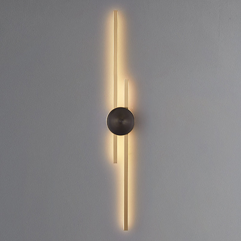 Contemporary Style Brass Wall Light Linear LED Wall Sconce for Bedroom