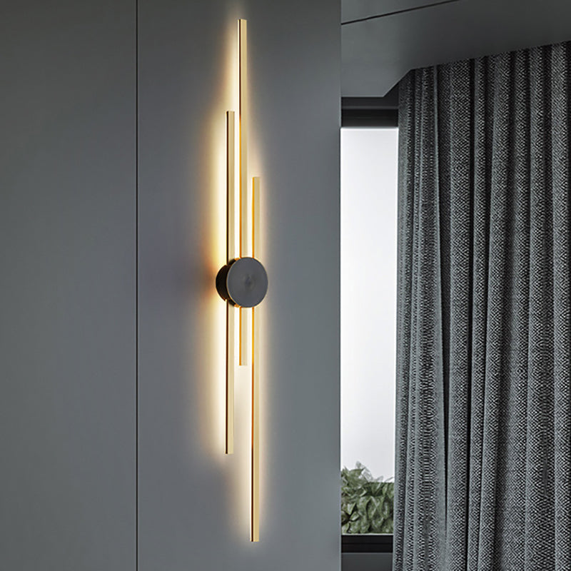 Contemporary Style Brass Wall Light Linear LED Wall Sconce for Bedroom