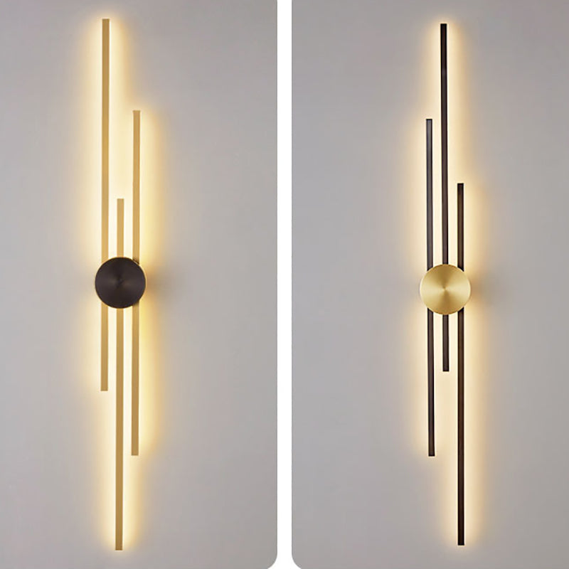 Contemporary Style Brass Wall Light Linear LED Wall Sconce for Bedroom