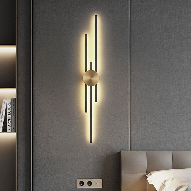 Contemporary Style Brass Wall Light Linear LED Wall Sconce for Bedroom