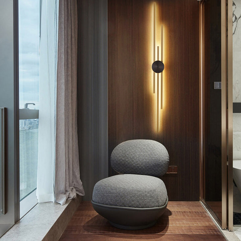 Contemporary Style Brass Wall Light Linear LED Wall Sconce for Bedroom