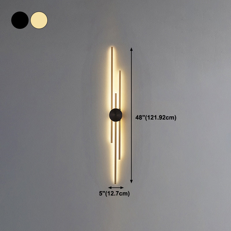Contemporary Style Brass Wall Light Linear LED Wall Sconce for Bedroom