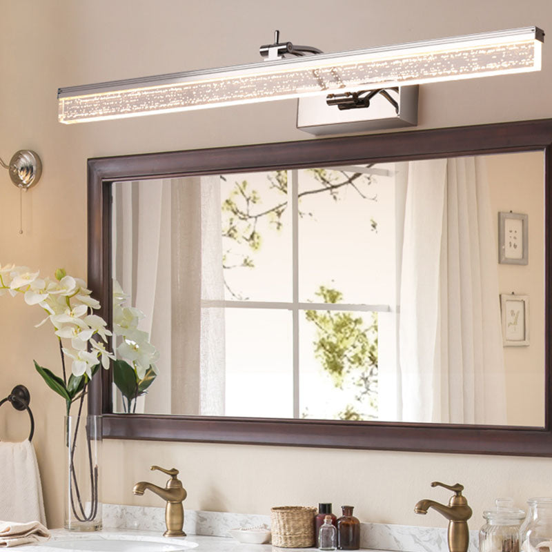 Linear Modern Style Vanity Light Metal 1-Light LED Mirror Light for Bathroom in Silver