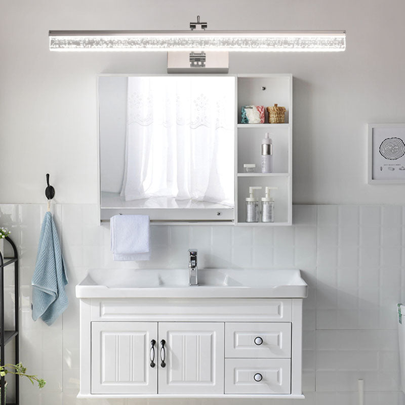 Linear Modern Style Vanity Light Metal 1-Light LED Mirror Light for Bathroom in Silver