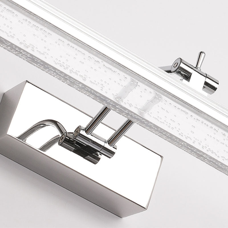 Linear Modern Style Vanity Light Metal 1-Light LED Mirror Light for Bathroom in Silver