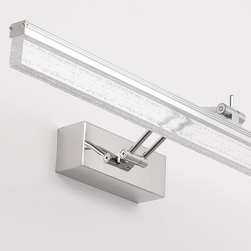 Linear Modern Style Vanity Light Metal 1-Light LED Mirror Light for Bathroom in Silver