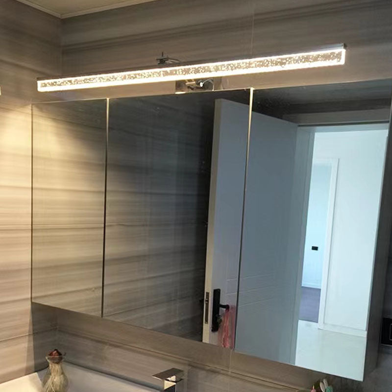 Linear Modern Style Vanity Light Metal 1-Light LED Mirror Light for Bathroom in Silver
