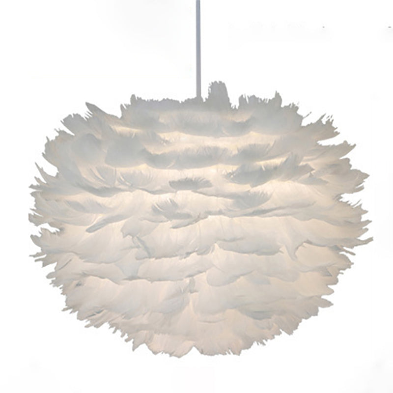 Modern Style Unique Chandelier Feather 3 Light Hanging Lamp for Bedroom