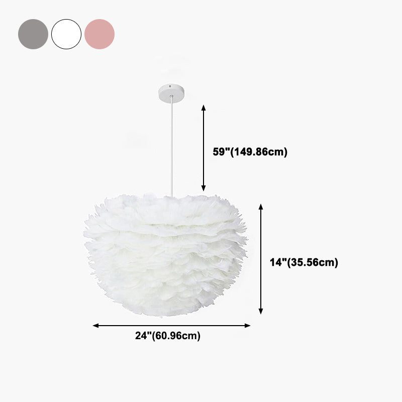 Modern Style Unique Chandelier Feather 3 Light Hanging Lamp for Bedroom