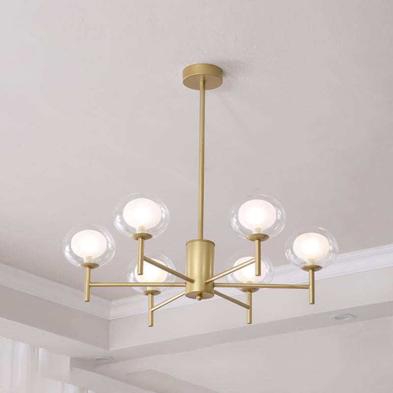 Spherical Shape Chandelier Modern Style Glass Multi Light Hanging Lamp for Restaurant