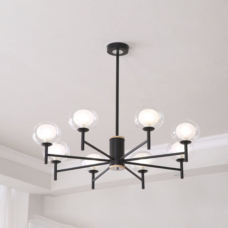 Spherical Shape Chandelier Modern Style Glass Multi Light Hanging Lamp for Restaurant