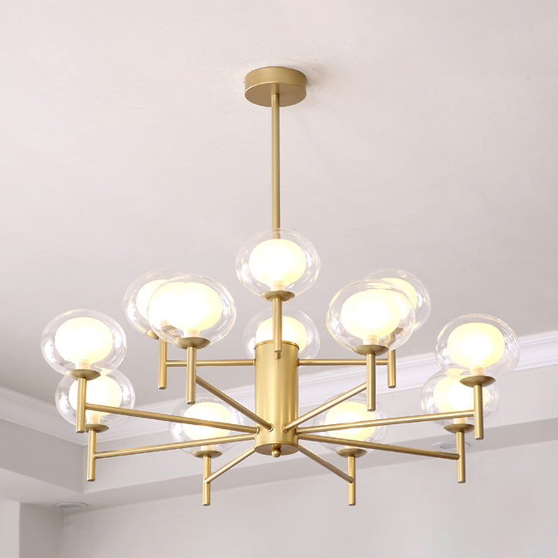 Spherical Shape Chandelier Modern Style Glass Multi Light Hanging Lamp for Restaurant