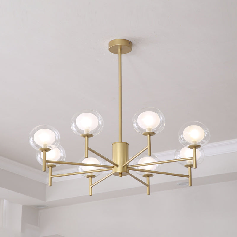 Spherical Shape Chandelier Modern Style Glass Multi Light Hanging Lamp for Restaurant