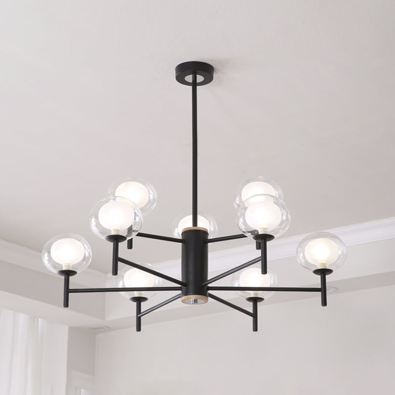 Spherical Shape Chandelier Modern Style Glass Multi Light Hanging Lamp for Restaurant