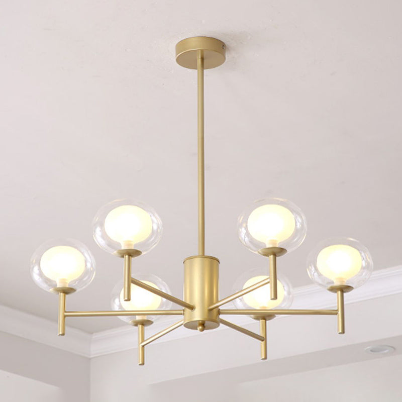 Spherical Shape Chandelier Modern Style Glass Multi Light Hanging Lamp for Restaurant