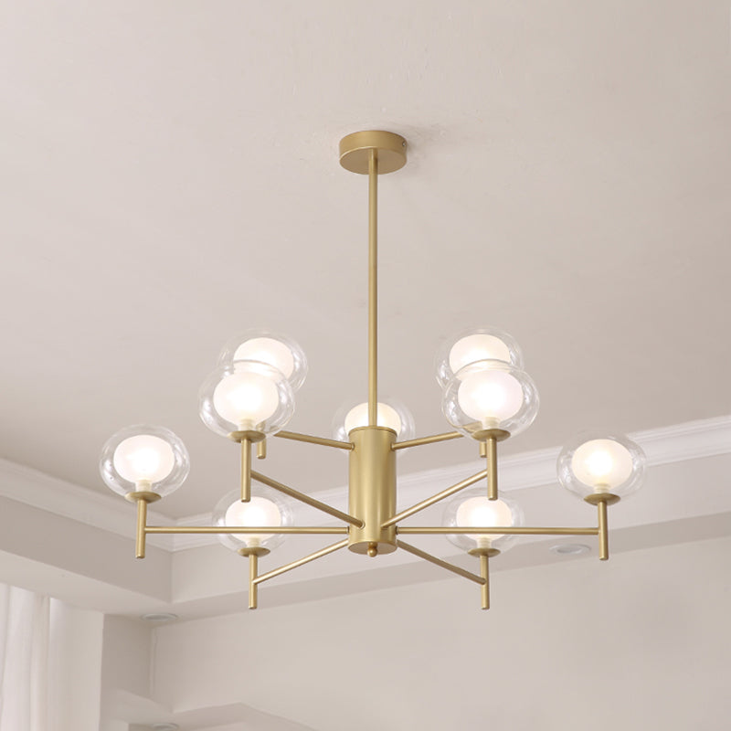 Spherical Shape Chandelier Modern Style Glass Multi Light Hanging Lamp for Restaurant