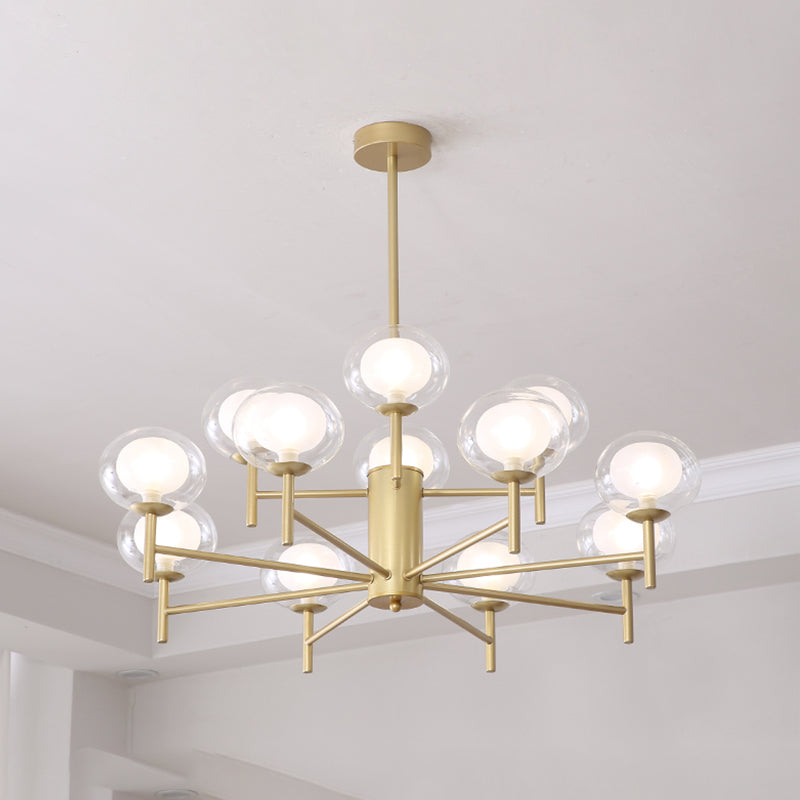 Spherical Shape Chandelier Modern Style Glass Multi Light Hanging Lamp for Restaurant
