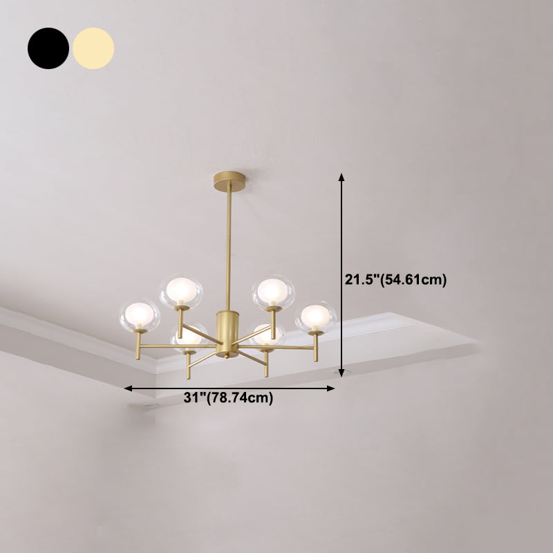 Spherical Shape Chandelier Modern Style Glass Multi Light Hanging Lamp for Restaurant
