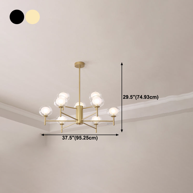 Spherical Shape Chandelier Modern Style Glass Multi Light Hanging Lamp for Restaurant