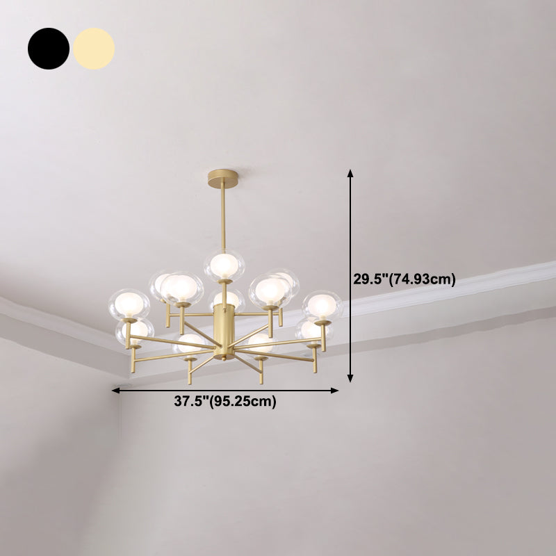 Spherical Shape Chandelier Modern Style Glass Multi Light Hanging Lamp for Restaurant