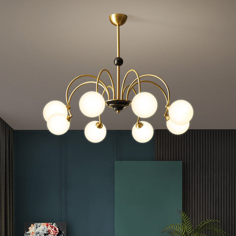 Spherical Shape Chandelier Light Modern Style Glass Multi Light Hanging Light for Bedroom