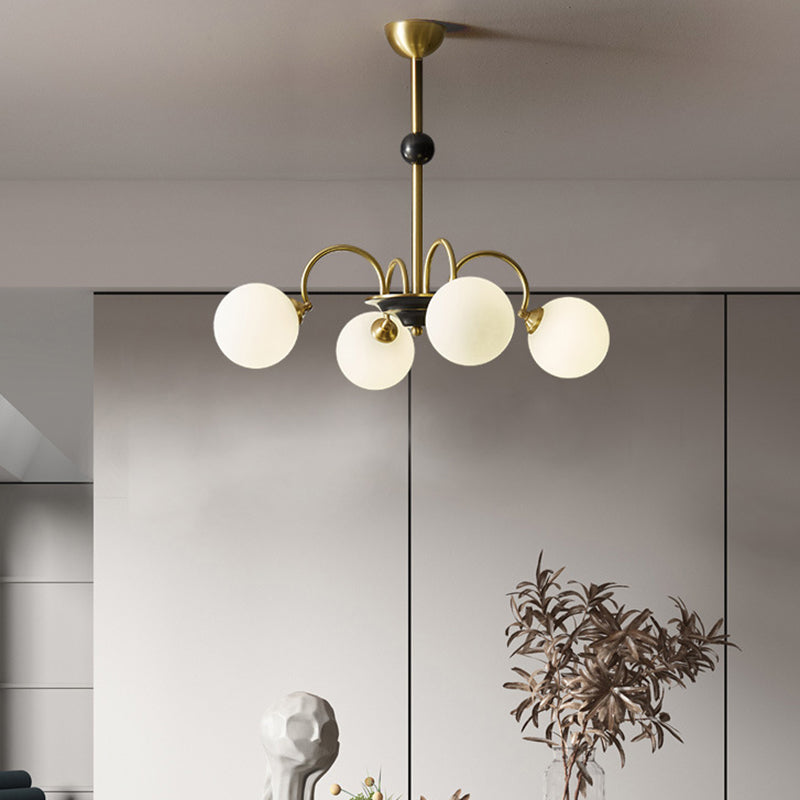 Spherical Shape Chandelier Light Modern Style Glass Multi Light Hanging Light for Bedroom