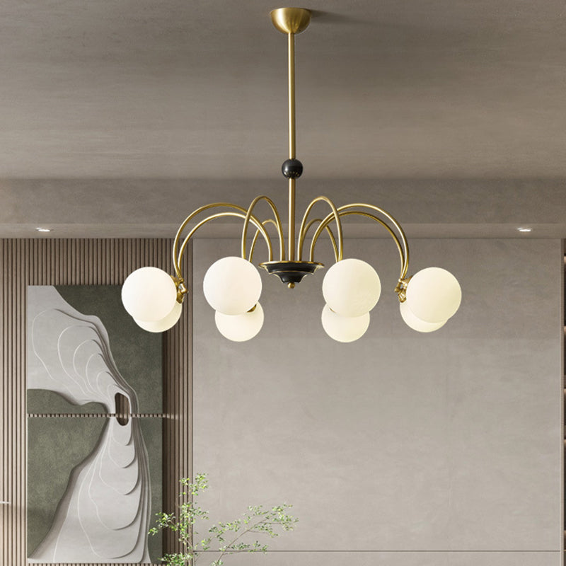 Spherical Shape Chandelier Light Modern Style Glass Multi Light Hanging Light for Bedroom