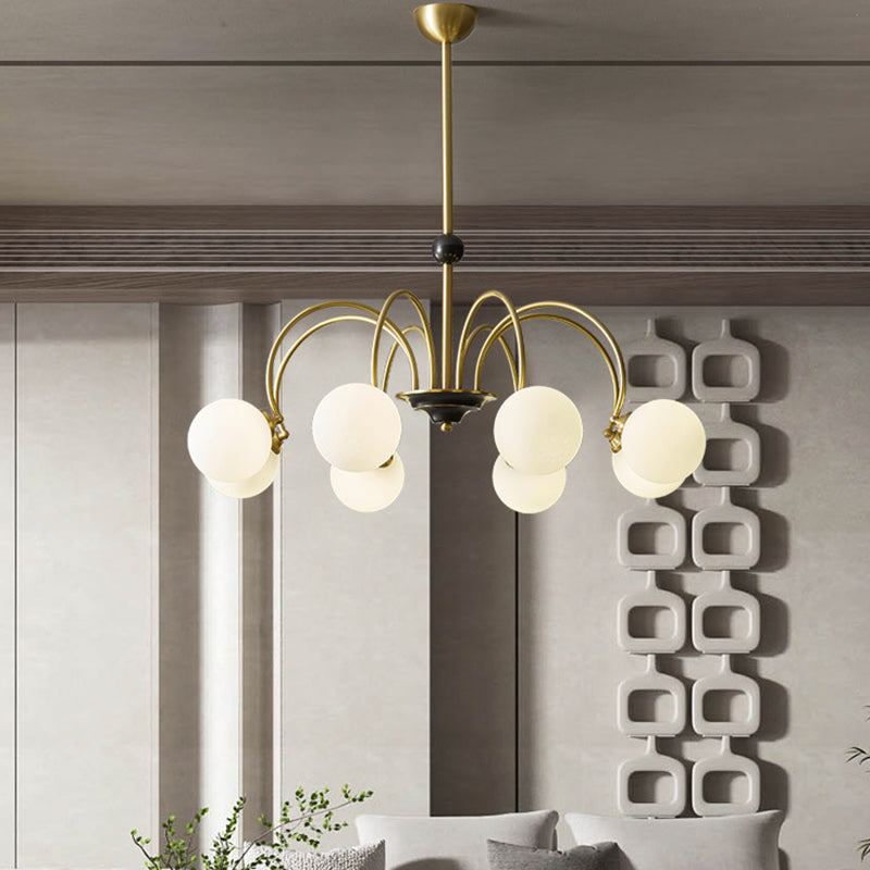 Spherical Shape Chandelier Light Modern Style Glass Multi Light Hanging Light for Bedroom