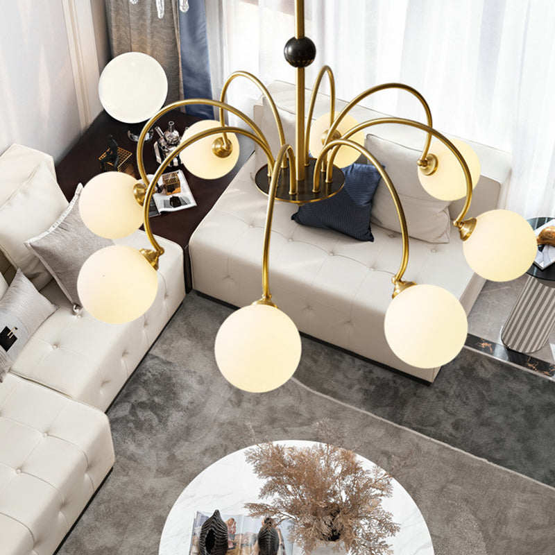 Spherical Shape Chandelier Light Modern Style Glass Multi Light Hanging Light for Bedroom