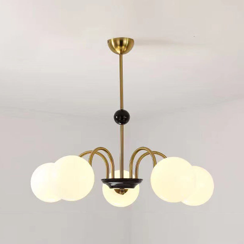 Spherical Shape Chandelier Light Modern Style Glass Multi Light Hanging Lamp for Kitchen