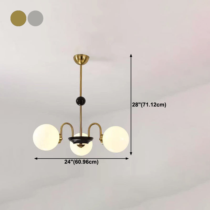 Spherical Shape Chandelier Light Modern Style Glass Multi Light Hanging Lamp for Kitchen