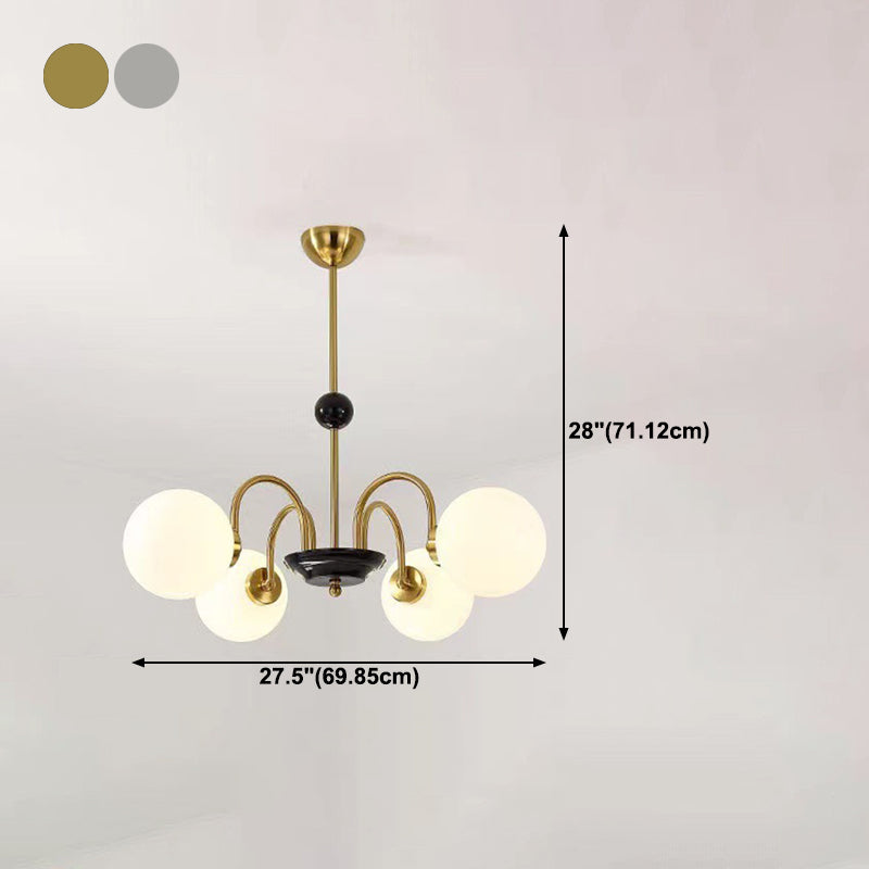 Spherical Shape Chandelier Light Modern Style Glass Multi Light Hanging Lamp for Kitchen