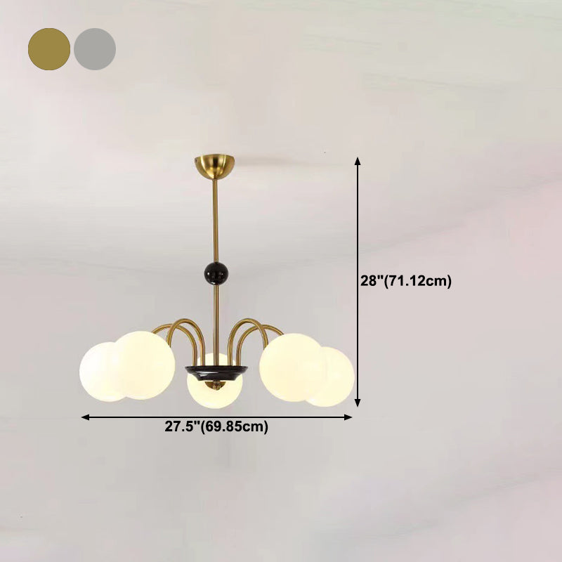 Spherical Shape Chandelier Light Modern Style Glass Multi Light Hanging Lamp for Kitchen