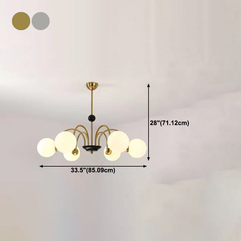 Spherical Shape Chandelier Light Modern Style Glass Multi Light Hanging Lamp for Kitchen