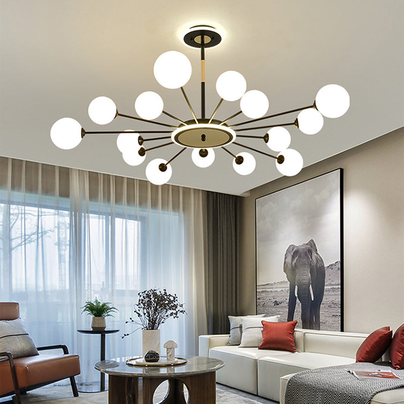 Glass Spherical Shape Chandelier Light Modern Style Multi Light Hanging Lamp for Bedroom