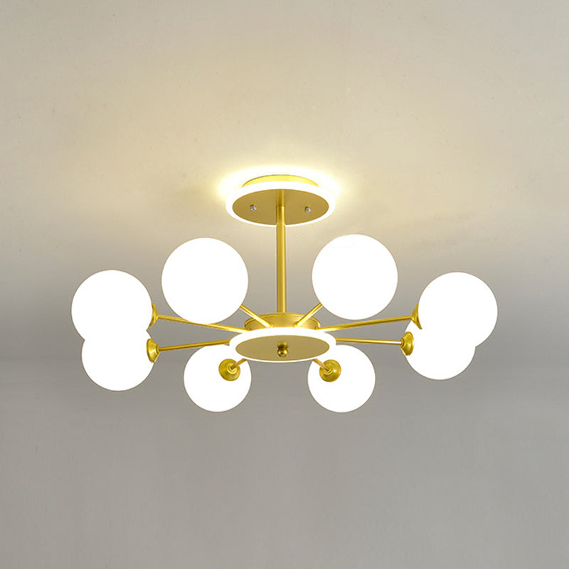 Glass Spherical Shape Chandelier Light Modern Style Multi Light Hanging Lamp for Bedroom