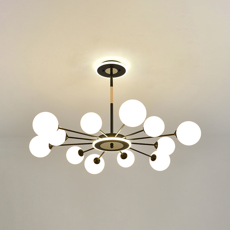Glass Spherical Shape Chandelier Light Modern Style Multi Light Hanging Lamp for Bedroom