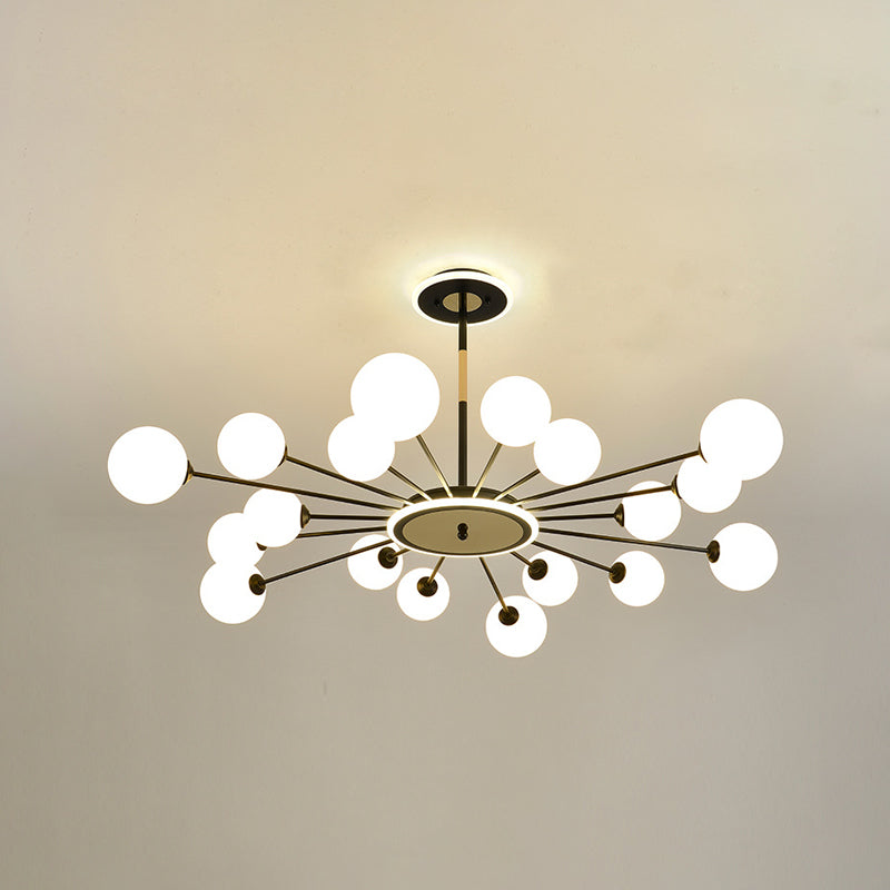 Glass Spherical Shape Chandelier Light Modern Style Multi Light Hanging Lamp for Bedroom