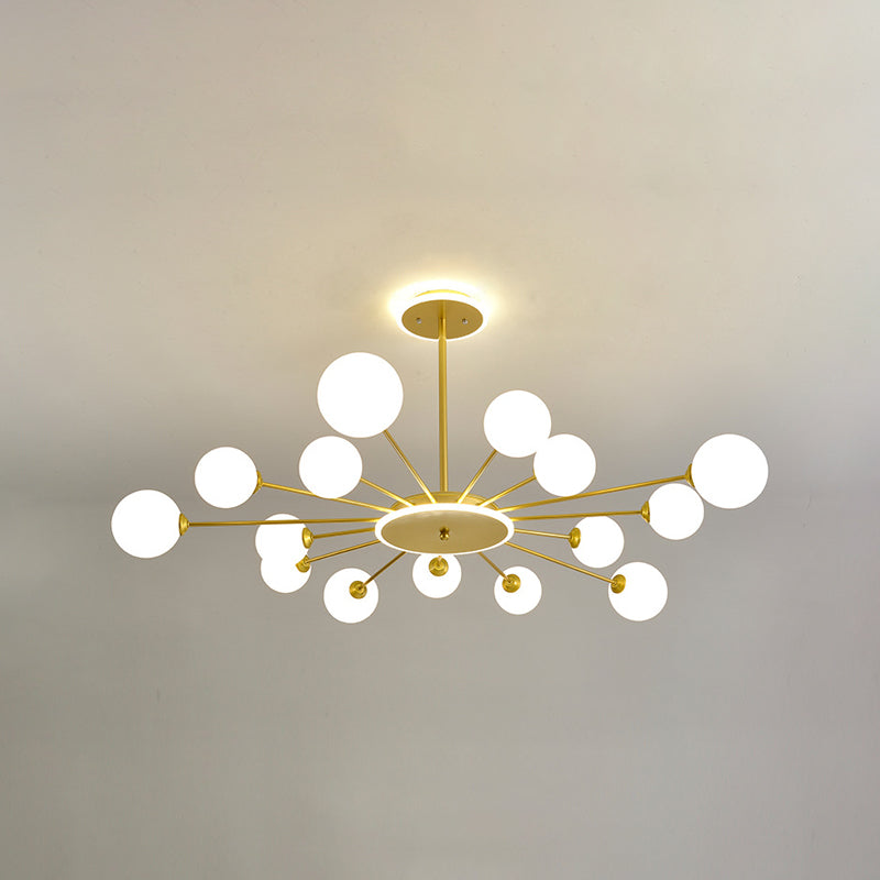 Glass Spherical Shape Chandelier Light Modern Style Multi Light Hanging Lamp for Bedroom