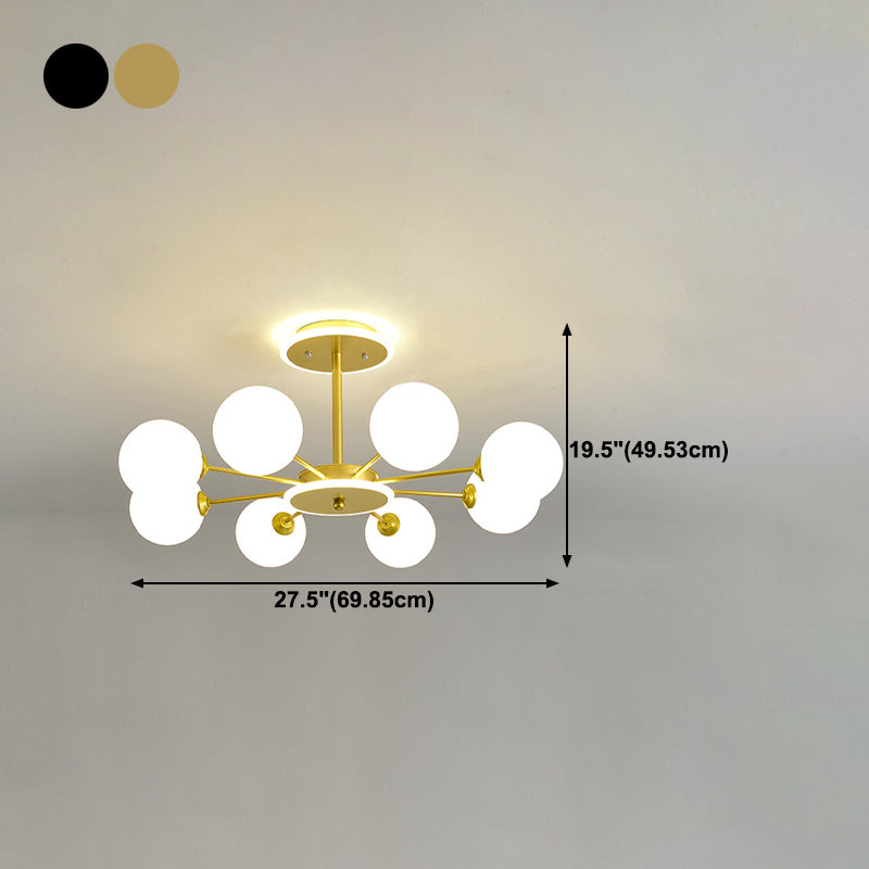 Glass Spherical Shape Chandelier Light Modern Style Multi Light Hanging Lamp for Bedroom