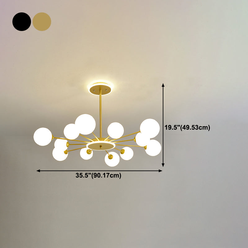 Glass Spherical Shape Chandelier Light Modern Style Multi Light Hanging Lamp for Bedroom