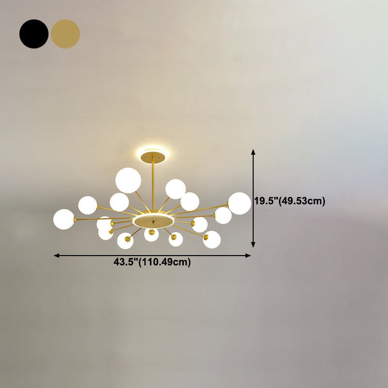 Glass Spherical Shape Chandelier Light Modern Style Multi Light Hanging Lamp for Bedroom